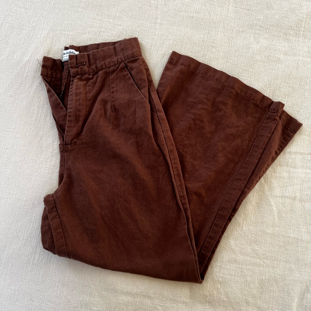 Charlie Holiday Brown Linen Pants
